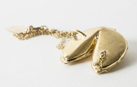 Brass Fortune Cookie Locket by Fortune & Frame